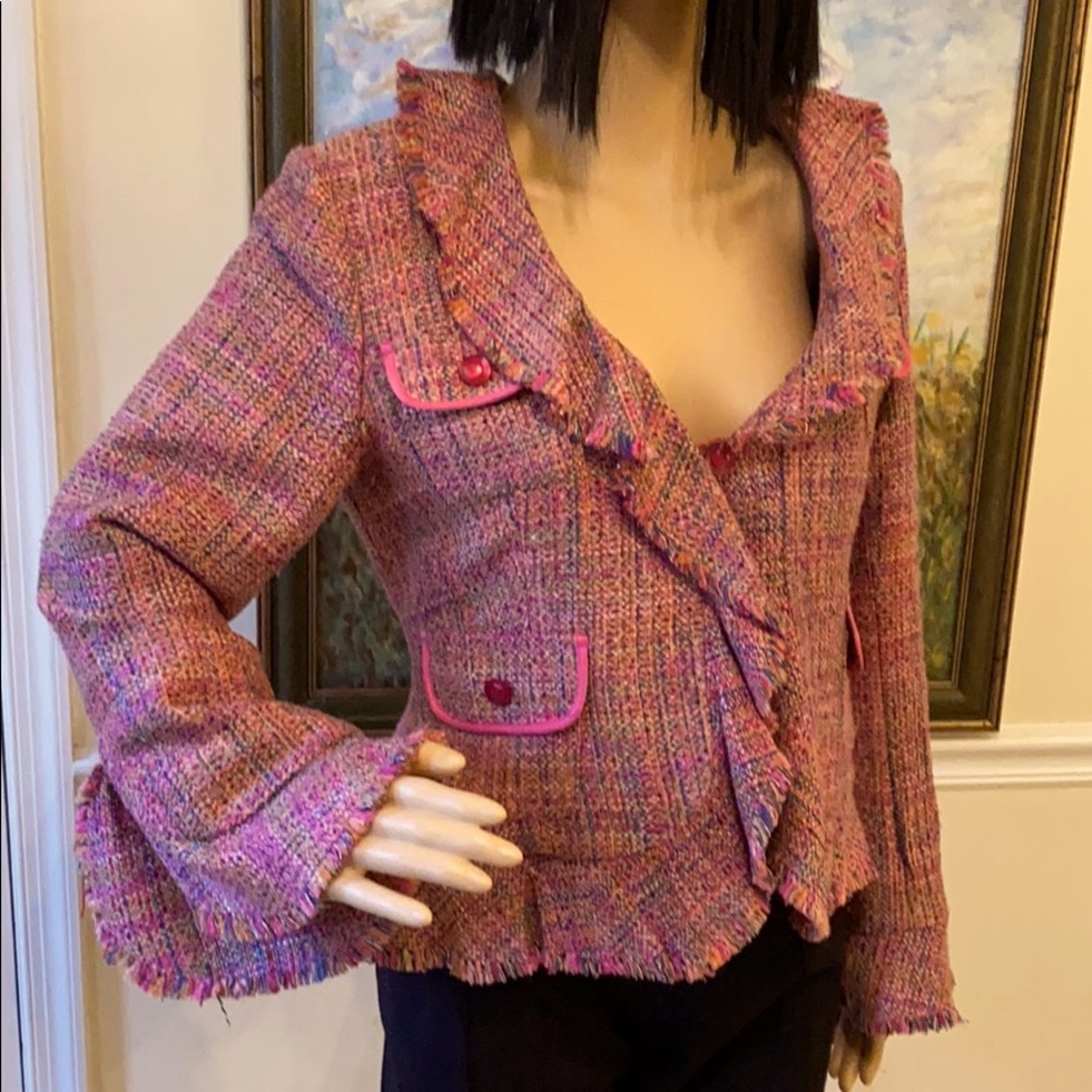 I C E  Jacket Fringed Tweed  Size 10